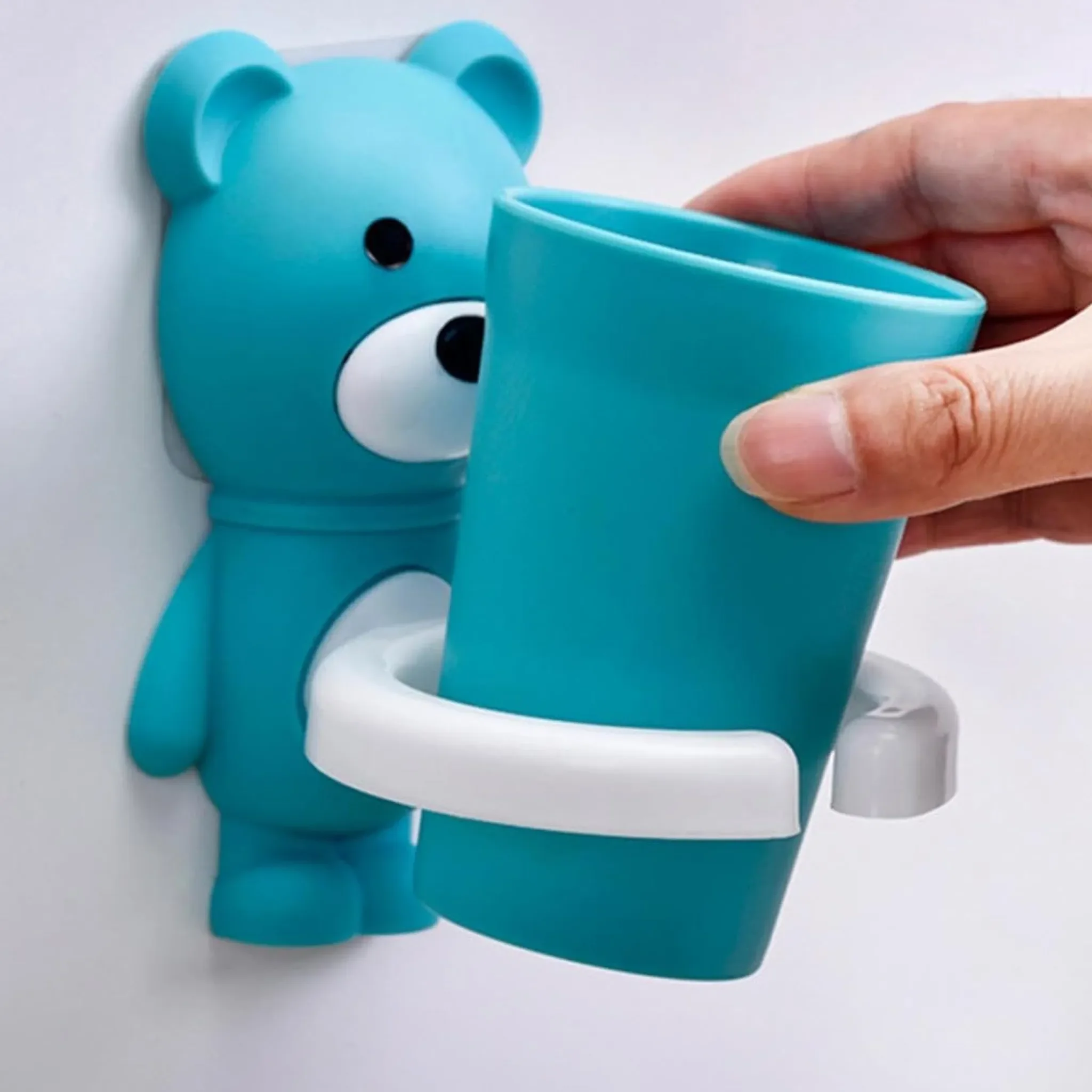 Kinder-Zahnbürstenhalter mit Becher – Wandmontage ohne Bohren